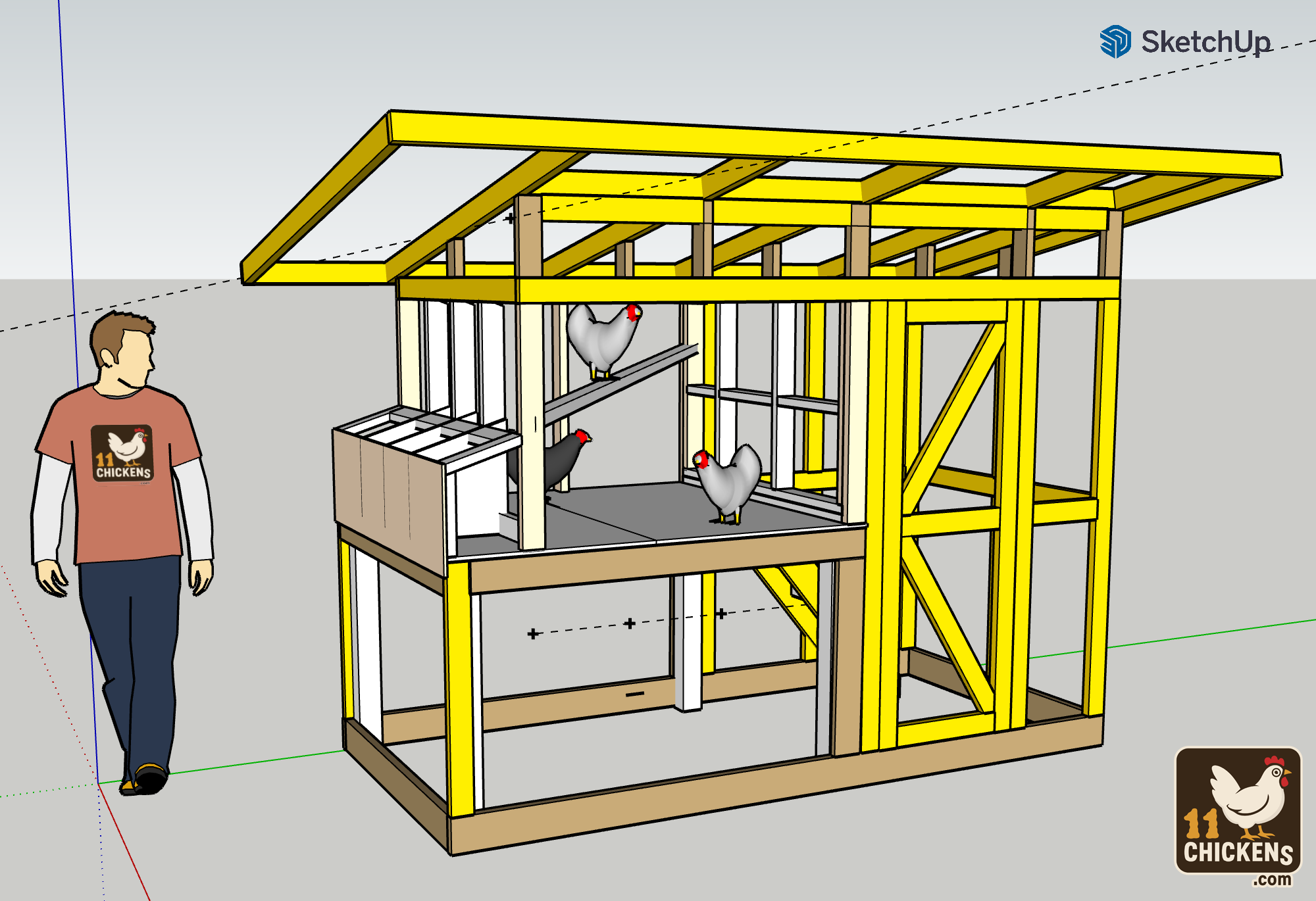 We designed our first chicken coop, picked a spot and started building